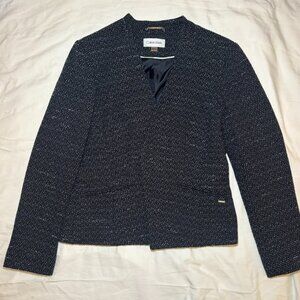 Calvin Klein Blazer Women's Sz 14 Navy Blue, Tweed-Like, Long Sleeve, Lined